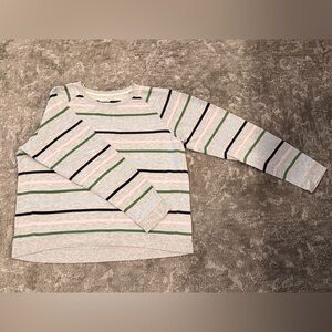 NWOT Thread & Supply Women's Gray Colorful Striped Long Sleeve Sweatshirt XL